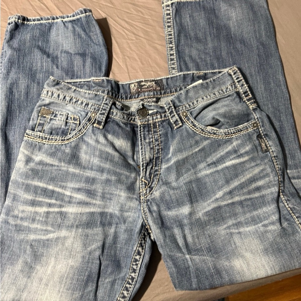 Sliver Jeans Blue Relaxed Fit Jeans with Vintage Distressing 38x30